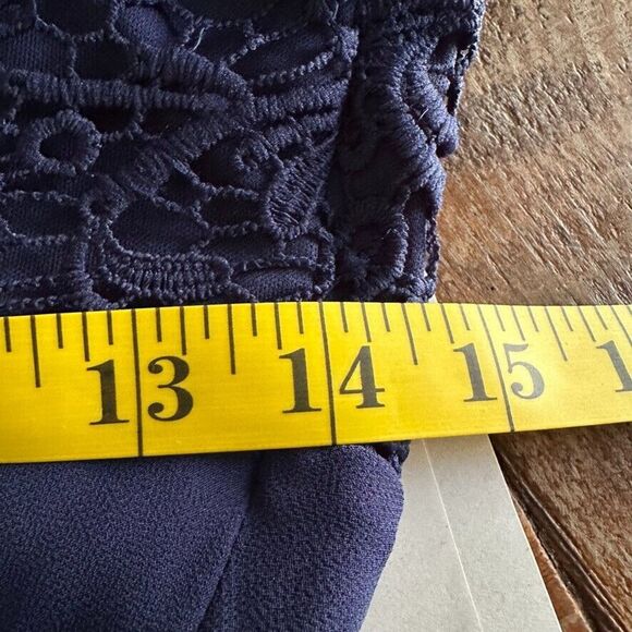 Lulus Womens Blue Gown Medium Madalyn V Neck Lace Chiffon Full Length Maxi - Picture 13 of 15